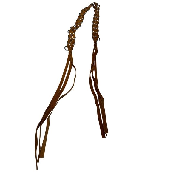 Brown Leather & Silver Hoop womens leather belt SKU 6996 main image 5